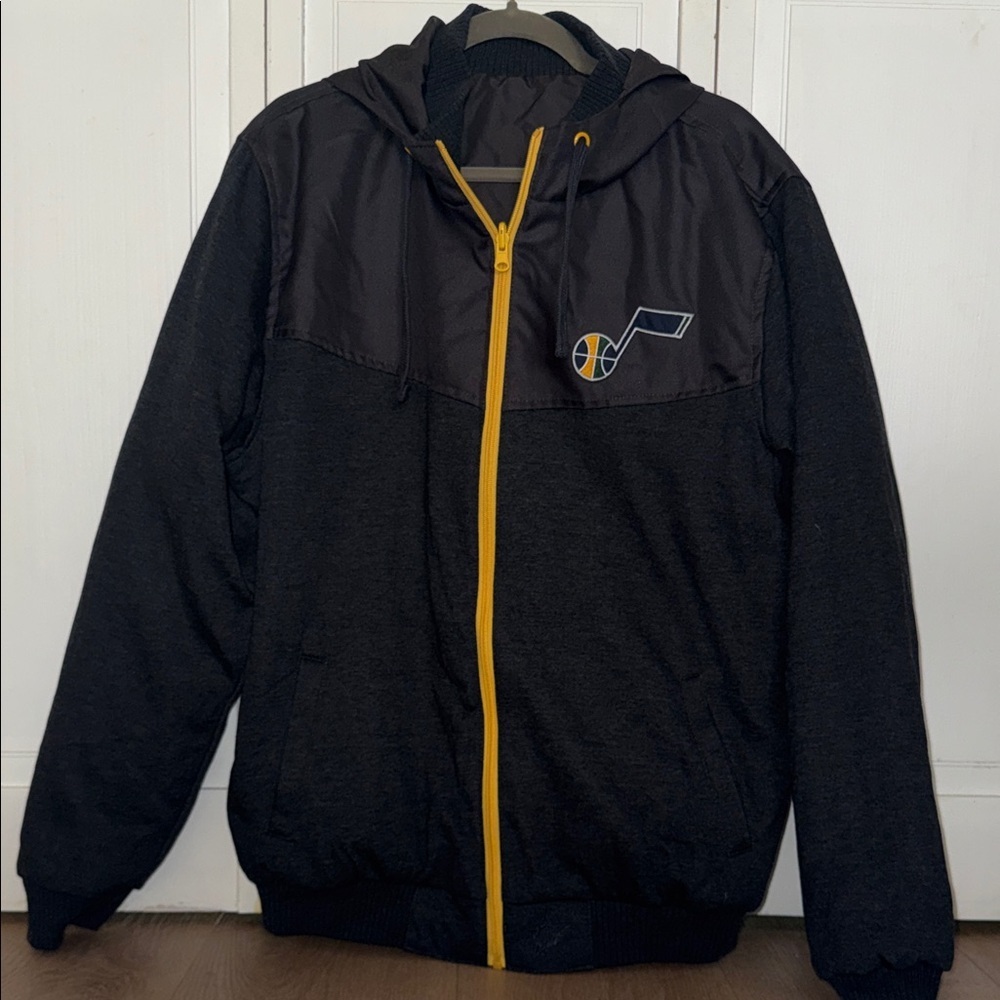 Reversable 2 in 1 Mens Black Hooded Puffer Jacket Trim Size Large-x large - Picture 6 of 8